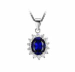Sterling Silver 2.6ct Lab created Sapphire Pendant MR020P