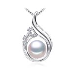 Platinum Plated Natural Freshwater Pearl Pendant (MR055P)